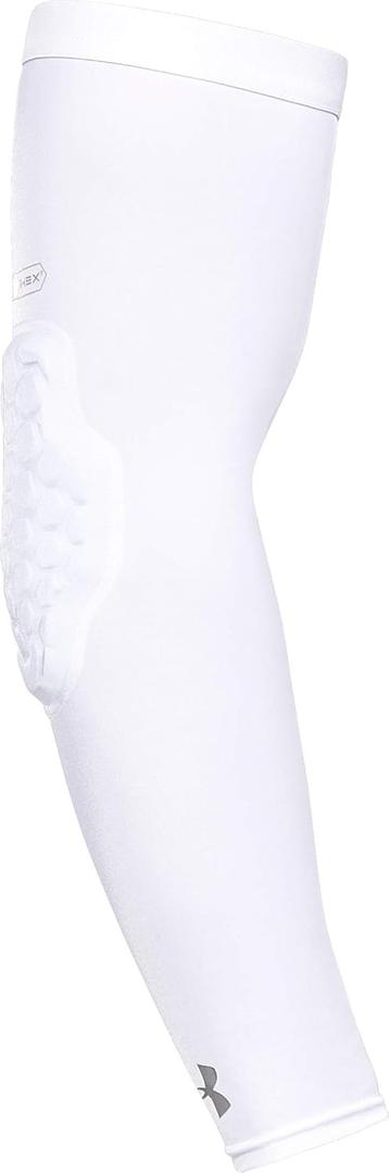 Under Armour Padded Compression Sleeve, Football, Basketball, Lacrosse, Sun Protection, 1 Sleeve (Adult- Small, White)