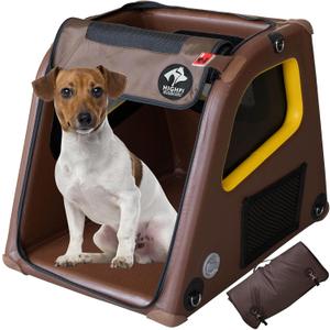 Collapsible Portable Soft Dog Crate-HIGHPI Inflatable Travel Crate for Small Medium Dog, Waterproof Kennel Outdoor Indoor, Safety Foldable Dog Cage for Car Home, Dog Carrier 22" L x 32" W x 25" H
