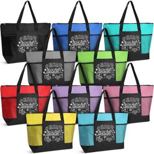 20 Pcs Lab Week Gift Tote Bags Bulk Laboratory Appreciation Gift Thank You Zipper Colorful Reusable Grocery Bags with Mesh Pocket for Laboratory Technicians Scientists Medical Staff