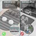 Large Stone Drying Mat for Kitchen Counter, Quick Drying Foldable Dish Drying Mat, Super Absorbent Diatomaceous Earth Drying Mat for Dishes Bottles Cups, Match Any Countertop (Grey, 22.8"x15.4") (Gray)