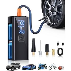Tire Inflator Portable Air Compressor, 150PSI & 25000mAh air Pump for car Tires with Tire Pressure Gauge Led Light, 2X Faster Cordless Tire Pump for Car, Motorcycle, Bicycle and Ball