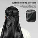 YFONG 100% Mulberry Silk Durag for Men & Women, 22 Momme Silky Durag for Hair Care, Soft and Breathable Do rag for Comfortable Wear, Perfect for Fashion Styling, 1Pc, Black