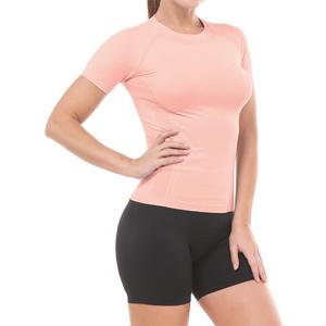 MathCat Workout Shirts for Women Short Sleeve, Workout Tops for Women, Quick Dry Gym Athletic Tops Seamless Yoga Shirts (XL, Pink)