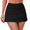Skorts Skirts for Women Sexy Mid-Waisted Side Split Y2k Mini Skorts with Shorts Black, M