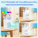 IWENNUAN Portable Air Conditioners, 4 in 1 Portable AC Unit with Remote, 1500ml Water Tank, 3 Speeds, 6H Timer, 2 Spray Mist, 7 Night Light, Personal Mini Air Conditioner for Bedroom (White)