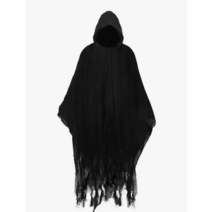 Augisteen Halloween Grim Reaper Costume Medieval Renaissance Hooded Cloak Adult Black Robe Wizard Cape for Unisex Cosplay