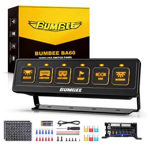 Bumbee 6 Gang Wireless Switch Panel, Multi-Function Toggle Switches, 80A High Power Relay Box with 4 Control Modes & 2 Light Memory, Waterproof Design
