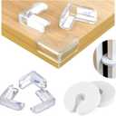Dodo Babies Set of 24 Transparent Corner & Edge Guards for Tables and Baby Furniture - Baby Proofing Bumpers with Strong Glue, Includes 2 Door Slam Stoppers for Safety