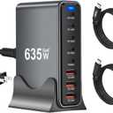 SquareWiz 635W GaN Super Fast Charging Station for Multiple Devices,8 Port USB C Charger Stations for iPhone,iPad,MacBook,Tablet,Android Cell Phone,Type C 200W Desktop MultiDevice Charging Hub Block