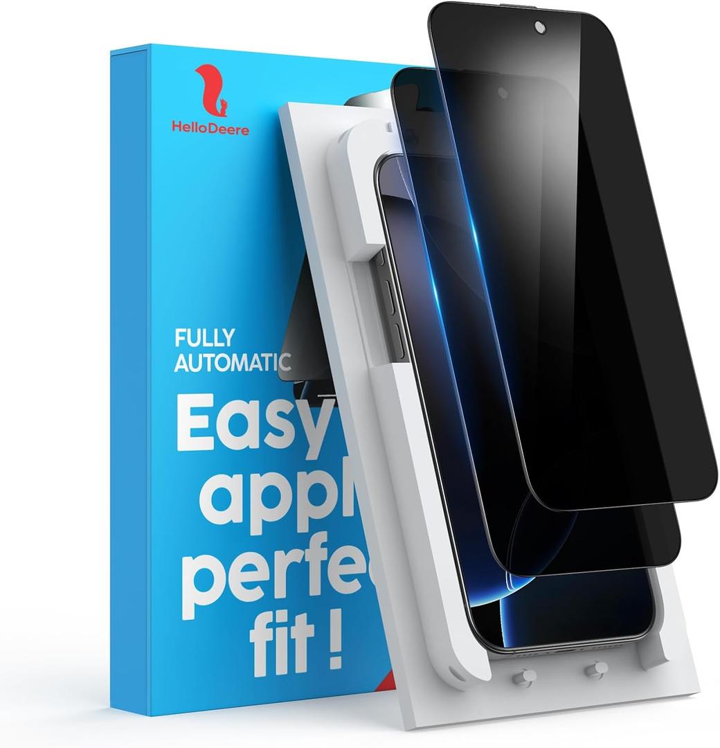 2 Pack for iPhone 15 Plus Privacy Screen Protector,Anti Spy HD Tempered Glass,9H+ Military Grade Shatterproof Screen Protector Full Coverage,Case Friendly, Easy Installtion