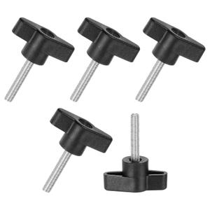 5-Pack Thumb Screws, M5x30mm Tee Wing Knobs, T Shaped Handle Clamping Screw Knob for Woodworking/Machinery/Equipment, Metric Thread Thumbscrew [304 Stainless Steel, Black]