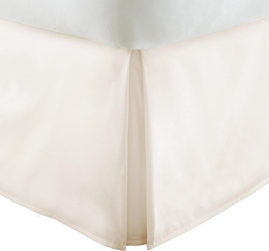 ienjoy Home IEH-BEDSKIRT-Twin-Ivory Pleated Bed Skirt