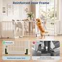 Homykic Dog Gate Indoor, 132" Wide Bamboo Pet Gate with Door, 30”H, White, 132.3"Wx30"H, 6 Panels w/ Door
