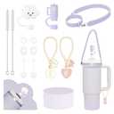 Stanley 10Pcs Accessories Kit: 9-10mm Silicone Boot, Straw Cover Topper, Initial Letter Charm, Seal Kit - Leak Proof, 30&40oz (Orchid, H)