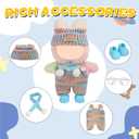 17cm Doll Clothes - 10PCS Cute Dolls Clothes and Shoes,Hat, 6.7 Inches Woolen Crochet Suit,Strap Jumpsuit, with Scarf Glasses - Adorable Pink Blue Dolls Accessories (NoDoll) (10 Piece Set - Mixed)