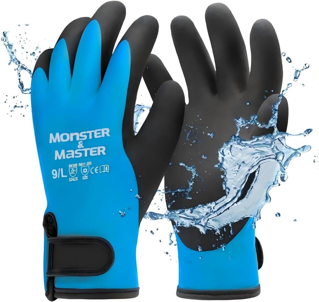 Monster & Master Safety Work Gloves Microfoam Nitrile, Touchscreen with Grip, Ideal for Warehouse, Home, Gardening, Fishing (Medium), Blue