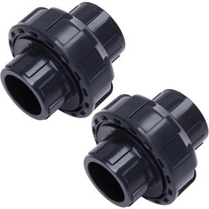 DERNORD 2 Pack UPVC Union Pipe Fitting, 3/4 inch Slip Union Coupling Adapter, Schedule 80, EPDM O-ring, Socket x Socket