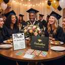 Eaasty 2026 Graduation Guest Book Set for Instant Photos, 11.6 x 8.3 Inch Scrapbook Album with Wooden Sign, Metallic Markers & Corner Stickers, 80 Pages DIY Grad Party Decorations(Black)