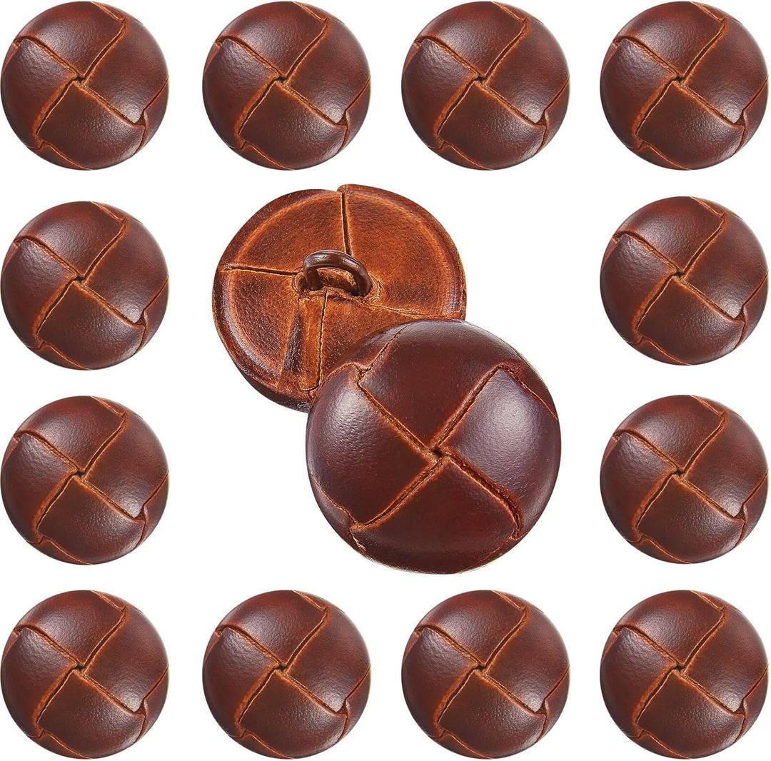 Knitgrip 12 Pcs Light Brown 20 mm Genuine Leather Cover Buttons Football Buttons with Shank Sew for Clothes Dress Coats Jackets Sweaters Blazers Jeans Handicrafts Fall Sewing Accessories