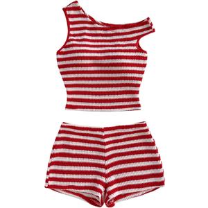 SOLY HUX Women's 2 Piece Striped Off The Shoulder Crop Tops and Mini Shorts Set Summer Y2K Going Out Outfits, Size Small