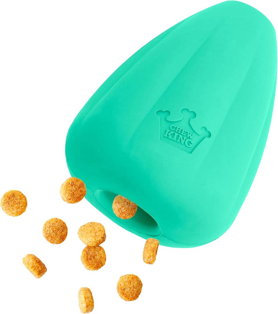 Chew King by Mammoth Premium Treat Dispensing Dog Toy, Durable Natural Rubber Chew Toy, Safety Air Vent, Interactive Enrichment Toy for Aggressive Chewers, Large - Teal