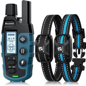 Bousnic Dog Shock Collar 2 Dogs (5-120Lbs) - 3300 ft Waterproof Training Collar for Dogs Large Medium Small with Rechargeable Remote, Beep (1-8) Vibration (1-16) and Humane Shock (1-99) Modes (Blue)