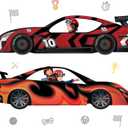 2PCS Race Cars Photo Booth Props Large Fabric Race Car Party Decorations Banner Sign Car Shaped Photo Prop Racing Themed Selfie Frame Background Backdrop DIY Race Car Birthday Decorations for Boys