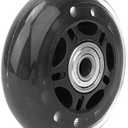 Silent PU Caster Wheels 3 inch with 608ZZ Bearing 76x24x8mm Replacement for Luggage Cart Roller Skate Black Transparent