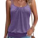Women's Sexy Spaghetti Strap Tank Tops Banded Bottom Scoop Neck Sleeveless Tops 2025 (Medium, Purple)