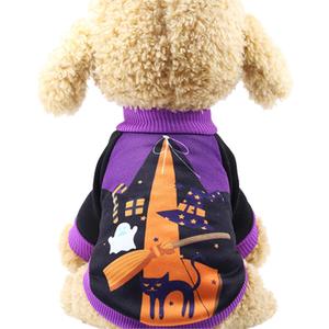 Dog Costume Cozy Halloween Themed Shirts for Puppy Dog Spooky Witch Cats Designer Winter Sweatshirt Purple01 Small