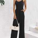 STOLKISS Jumpsuit for Women Summer Casual Sleeveless Spaghetti Straps Jumpsuits Backless High Waist Wide Leg One Piece Romper, Black, XL