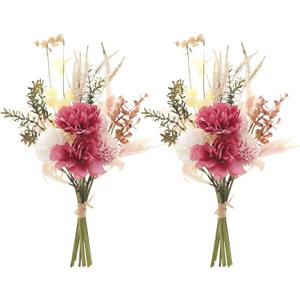 2PCS Artificial Silk Rose Flowers for Home Decoration Fake Floral Bridal Bouquet Wedding Arrangement Coffee Table Centerpieces Flower Decor Props (Rose Peony)