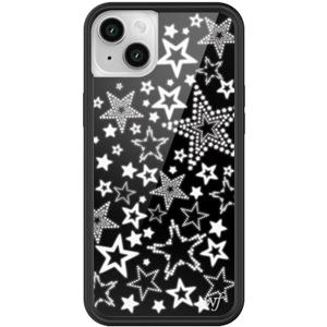 Wildflower Cases - Compatible with iPhone 13/14 | Protective Black Bumper, 6.5ft Drop Test Certified, Women Owned Small Business | Black White Stars Disco Trendy Cute | Star Girl
