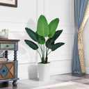 ASTIDY Bird of Paradise Artificial Plant 5FT - Faux Tropical Palm Tree with White Tall Planter - Fake Floor Plant Potted - Artificial Silk Tree for Home Office Living Room Decor Indoor