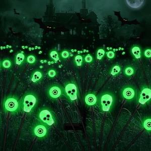 FENSAN Solar Lights Outdoor, Halloween Decorations Outdoor, Scary Eyeball Lights, 4PACKS 32LED, IP65 Waterproof, Halloween Decor for Garden/ Yard/ Patio/ Lawn/ Pathway(Green)