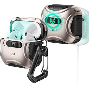 ESR for AirPods 4 Case, Compatible with AirPods 4 Generation Case (2024) (USB-C), Compatible with MagSafe, Drop-Proof Lock, Easy Open, Cyber Series, Desert Titanium ESR for AirPods 4 Case, Compatible with AirPods 4 Generation Case (2024) (USB-C), Compatible with MagSafe, Drop-Proof Lock, Easy Open, Cyber Series, Desert Titanium