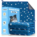 Fostanfly Washable Pee Pads for Dogs, 2 Pack Large 54"x54" Ultra-Absorbent and Leak-Proof Non-Slip Reusable Potty Training Pads for Dogs, Puppy & Cats of Add 8 Lanyards-Blue