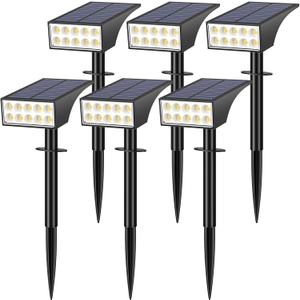 WENATY Solar Spot Lights Outdoor, Solar Lights Outdoor Waterproof IP65, 4 Lighting Modes Solar Powered Spotlights Yard Garden Landscape Pathway Solar Security Lights for Outside (Warm White, 6 Pack)
