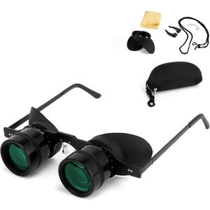 Professional Hands-Free Binocular Glasses for Fishing, Bird Watching, Sports, Concerts, Theater, Opera, TV, Sight Seeing, Hands-Free Opera Glasses for Adults (Green Film Optics)-Upgraded