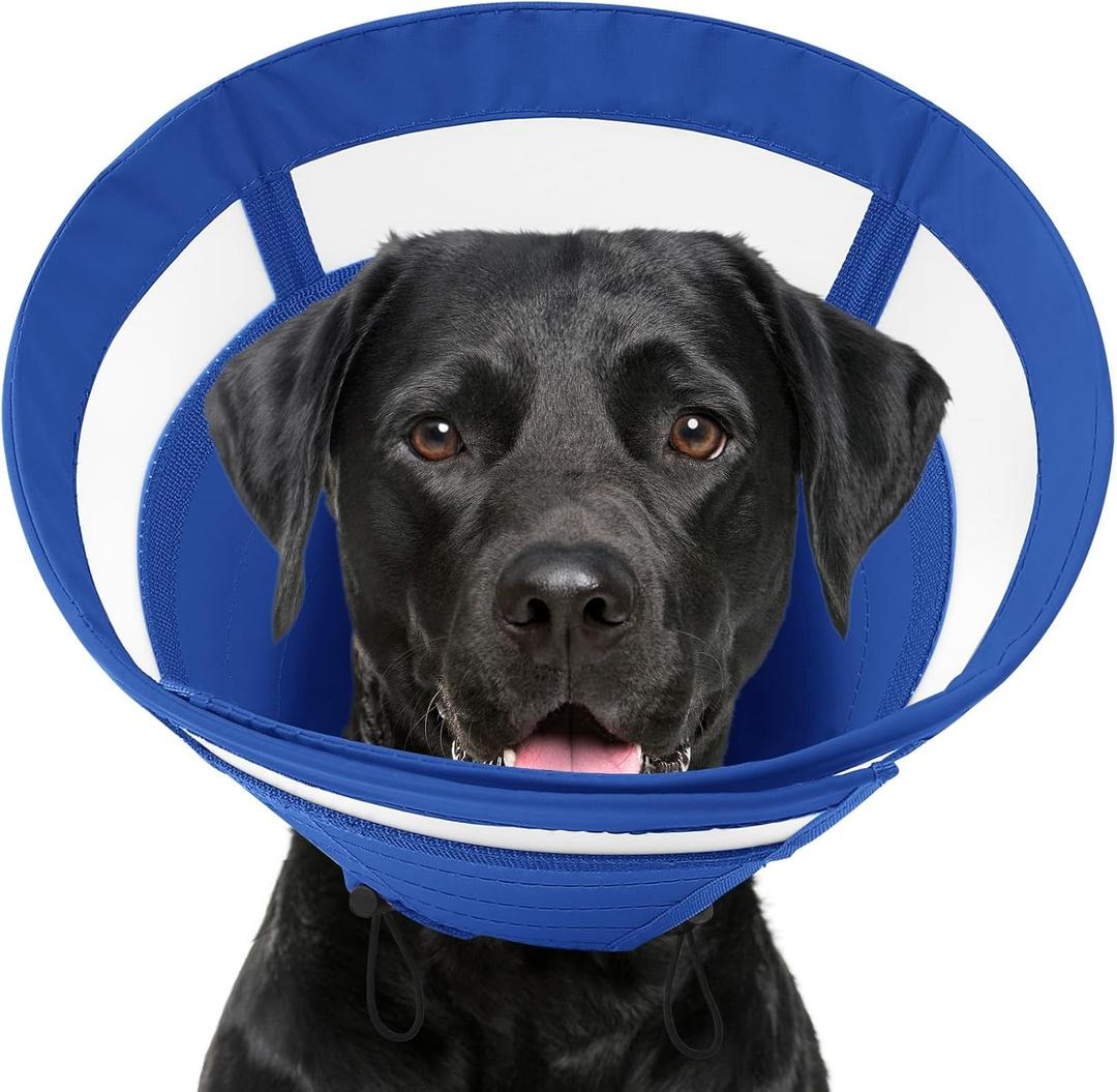SAWMONG Dog Cone, Soft Dog Cones for Large Dogs After Surgery, Breathable Pet Cone Collar to Stop Licking, Comfy Elizabeth E-Collar for Dogs Cones Alternative (XL, Blue)