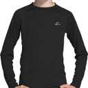 Willit Boy's UPF 50+ Sun Protection Shirt Long Sleeve Rash Guard Swim Shirts Youth SPF Fishing Quick Dry Shirt (3T, Black)