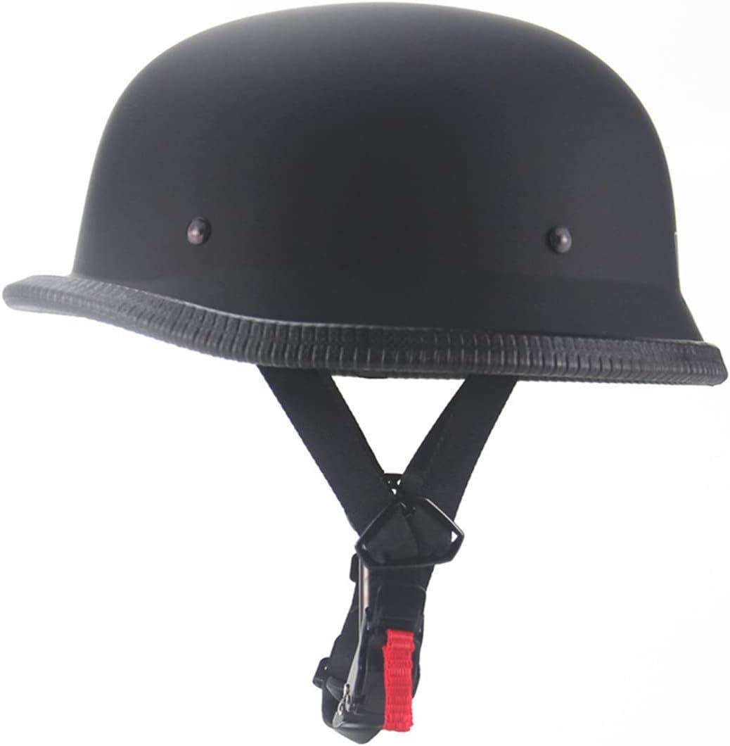 German Style Motorcycle Helmet, Adult Half Helmet Open Face DOT Approved, Motorcycle Cruiser Scooter Cool Helmet (X-Large, Matte Black)