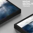 3 Pcs Framed Navy Blue Abstract Canvas Wall Art Modern Minimalist Neutral Blue and Grey Paintings Pictures Wall Decor Poster Print Artwork for Living Room Bedroom Office Home Decoration