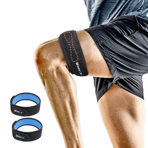IT Band Strap, Adjustable Iliotibial Band Syndrome Brace, Athletic Stabilizer for Men, Women, Knee Support Strap for Running, Cycling, Hiking, Exercising, etc (Black, 2 Pc)