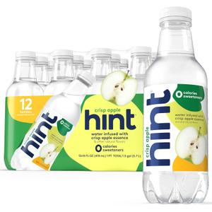 Hint Fruit-Infused Bottled Water, Crisp Apple - Sugar Free Flavored Water with Zero Calories, Naturally Flavored, and No Artificial Sweeteners - 16 Fl Oz (Pack of 12) BB 20JUL27
