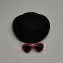 Fashion Classic Black Fedora Hats + Red Heart Sunglasses Costume Outfit - Flat Wide Brim Church Cap Jazz Hats, for Women and Men