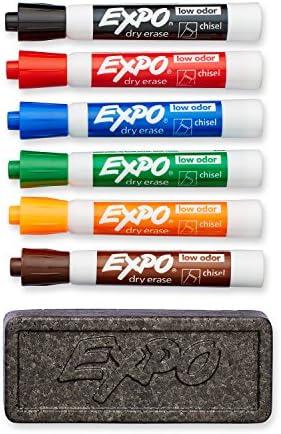 EXPO 80556 Low-Odor Dry Erase Set, Chisel Tip, Assorted Colors, 7-Piece