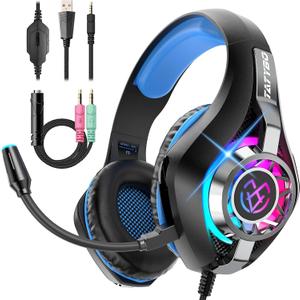 Tatybo Gaming Headset for PC, Ps5, Ps4, Switch, Mobile, Xbox Headset with Deep Bass Stereo Sound, Over Ear Gaming Headphones with Noise Canceling Mic, RGB, Ps5 Headset for Nintendo, Xbox
