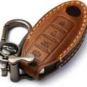 Car Key Fob Cover, Soft Full Protection Key Case Shell Compatible with Nissan X-Trail Rogue Altima Quest Pathfinder Sentra Patrol CIMA Fuga Armada Teana Murano etc (B-Brown)