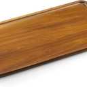 14 Inch Acacia Wood Serving Tray Rectangular Wooden Decorative Tray for Food, Appetizers, Snacks, Desserts, Coffee Table, Bathroom, Entryway, Vanity, Home Decor Organizer